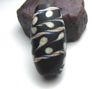 Rare Stunning Old Large Oval " Lewis & Clark " Venetian Antique Bead 12mm X 25mm