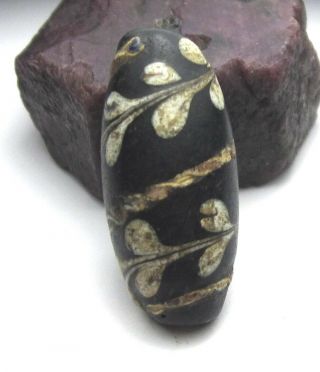 Rare Stunning Old Large Oval " Lewis & Clark " Venetian Antique Bead 11mm X 25mm