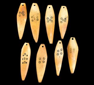 8 Ethiopian Pendants Carved Bone Surfboards African