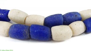 Old Krobo Beads Recycled Blue White Ghana Africa