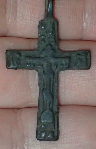 44mm Rare Antique Bronze Cross Pendant,  Great Gift,  S1949
