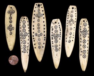 6 Ethiopian Pendants Carved Bone Surfboards African WAS $39.  00 2