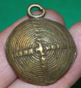 Antique Baule Brass Lost Wax Cast Metal Pendant Bead Ivory Coast,  African Trade
