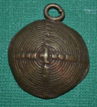 Antique Baule Brass Lost Wax Cast Metal Pendant Bead Ivory Coast,  African Trade 2