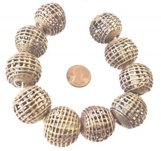 10 Africa Tribe Basket Round Shape Brass Style Handmade African Trade Beads