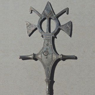 An Old Antique Silver Tuareg Agadez Silver Cross Pendant Niger Mali 58