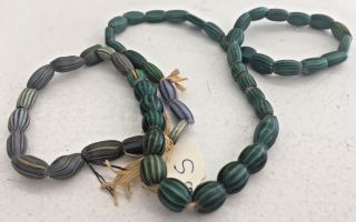 Antique African Italian Trade Bead Necklace S 55 Beads 26 " Millefiori Chevron