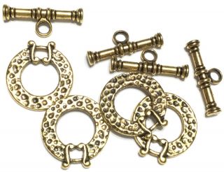 8Sets Fine Fancy Antique Gold round Toggle clasps - Jewelry Supplies 3