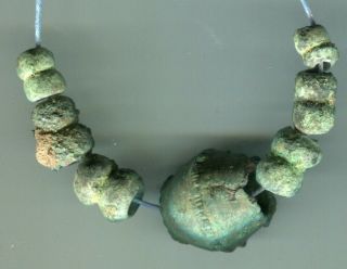 African Trade Beads Very Old African Metal Brass Bronze Heavy Patina Excavated