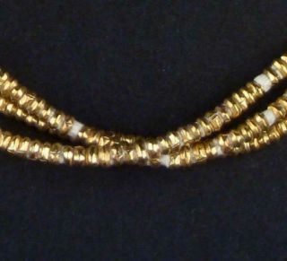 Brass Heishi Ethiopian Beads 2.  5 - 3mm African Large Hole 28 Inch Strand Handmade