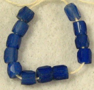 12 Old Bohemian Czech European Faceted Russian Blue Glass Trade Beads 5 To 6 Mm