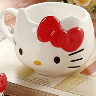 Hello Kitty Face Red Bow Cute Ceramic Mug For Coffee / Tea Daily Easy Use