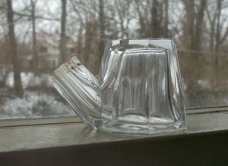 1860s Rare Clear Cut Glass Paneled Teakettle Ink Bottle Ground Pontil Inkwelll