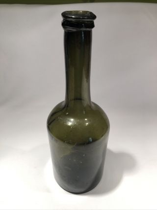 Antique 1800s Pontil Black Green Glass Mallet Porter Ale Wine Bottle 10.  5” Blown