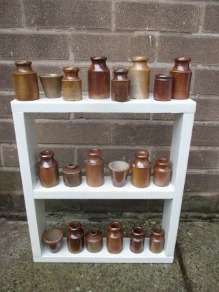 20x Small Vintage Salt Glaze Stoneware Earthenware Ink Pots Bottles Jars C1900