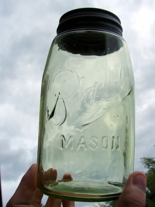 Vtg Ball Dropped A Mason Smooth Lip B Looks Like R Yellow Green Mason Fruit Jar