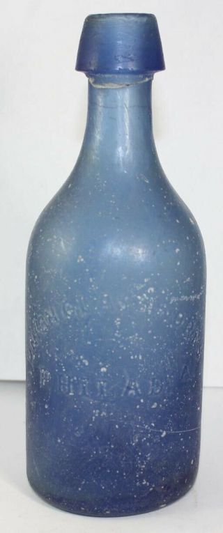 Blue Iron Pontil Taper Top Squat Soda Union Glass Philadelphia