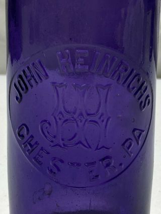 Chester Pa 1890s Blob Top Beer Or Soda Bottle John Heinrichs Great Decor