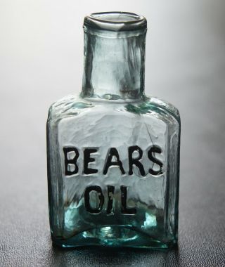 Antique Open Pontil Hair Bottle - Flat Paneled Bear 