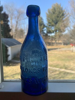 J.  Wise Allentown,  Pa.  Blue Soda/Beer bottle 2