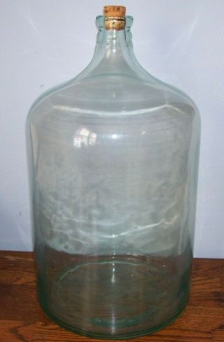 Vintage 1932 Owens Illinois 5 Gallon Glass Water Bottle / Jug Blue - Green.  Look