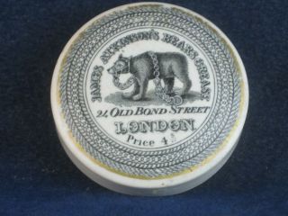 46678 Old Vintage Antique Printed Jar Pot Lid Tooth Paste Atkinson Bears Grease
