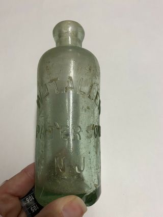 Wm T Allen Paterson Nj Hutchinson Soda Bottle Passaic County Jersey Vintage