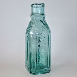 Iron Pontil Fancy Cathedral Pickle Bottle - 9 1/8 " Tall