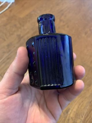 Very Rare Cobalt Blue Antique Poison Bottle 2