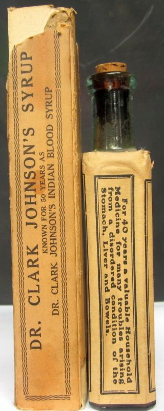 DR CLARK JOHNSON QUACK MEDICINE CO GLASS BOTTLE ANTIQUE INDIAN BLOOD SYRUP 2