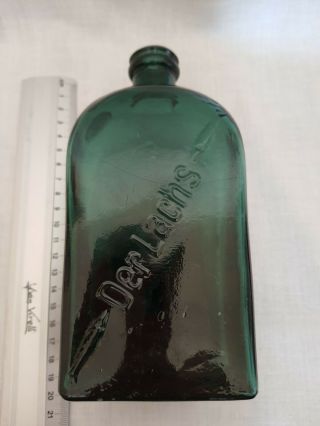 Antique Green Glass Bottles Der Lachs Jewish Star Of David Engraved