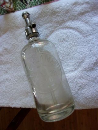 COLLECTIBLE - Antique F.  C.  BEAMAN SYPHON BOTTLE SODA/Seltzer - top style is Rare 3