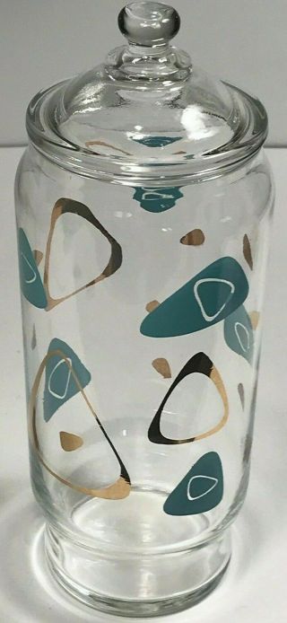 1960s Federal Glass Atomic Amoeba Mid - Century Apothecary Jar Dime Store Display