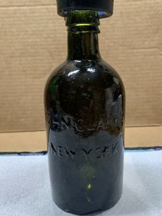 Rare John Clarke York Mineral Water Olive Green Pontil Bottle (mid 1800s)