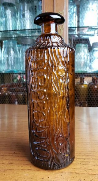 Antique 1880 ' s HH Warner & Co Tippecanoe Honey Amber Figural Bitters Bottle 2