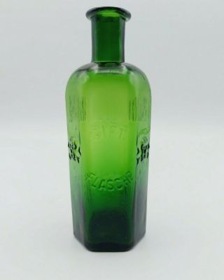 Antique Poison Bottle Skull & Crossed Bones Gift Flasche Green Glass