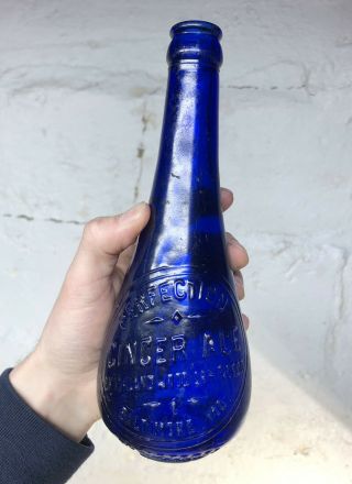 Rare Antique Cobalt Blue Perfection Ginger Ale Soda Bottle Baltimore Md Vtg Odd