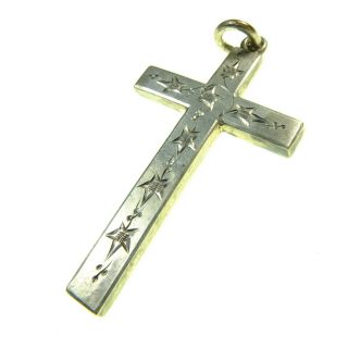 Fine Antique Victorian Silver Cross Pendant Ivy Leaves Cross/crucifix Birm 1901