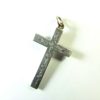 Fine Antique Victorian Silver Cross Pendant Ivy Leaves Cross/Crucifix Birm 1901 3