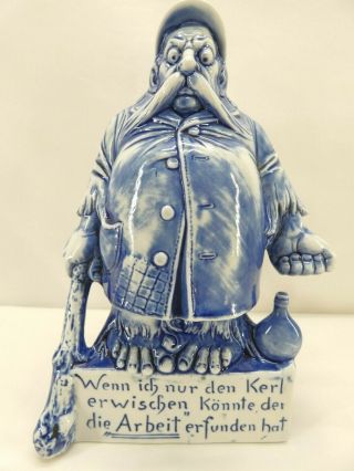 59/5 Schafer Vater German Porcelain Figural Bottle Goon With Club 8 1/4 "