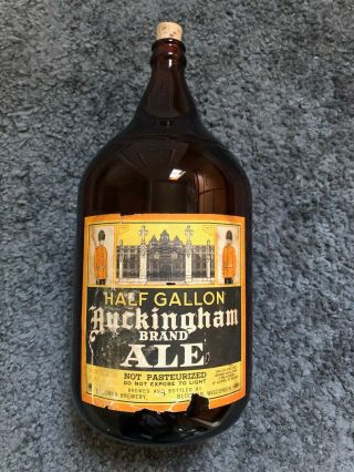 1940s Buckingham Brand Ale Half Gallon Amber Glass Beer Bottle Bloomer Brewery