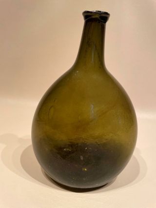 18th Century American Blown Chestnut Flask Wine Bottle Circa 1780