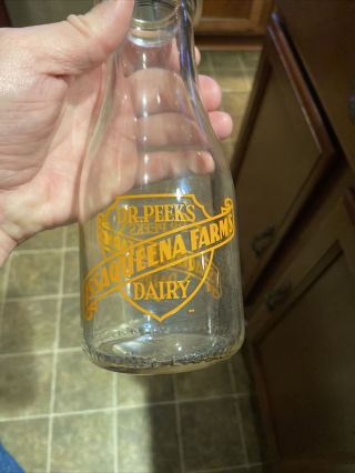 Rare Dr.  Peek’s Issaqueena Farms Acl Pint Milk Bottle Pickens South Carolina Sc