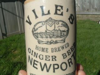 Rare Welsh Pictorial Ginger Beer Bottle Vile`s Newport Monmouthshire. 2