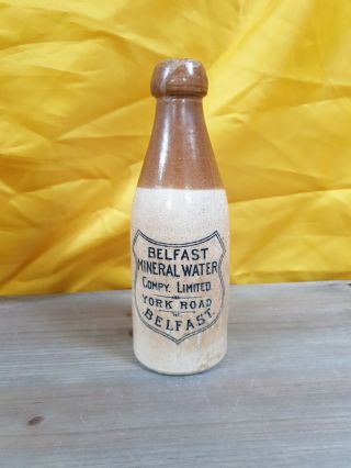 Rare Belfast Mineral Water Co.  Stoneware Ginger Beer Bottle.  Port Dundas Pottery