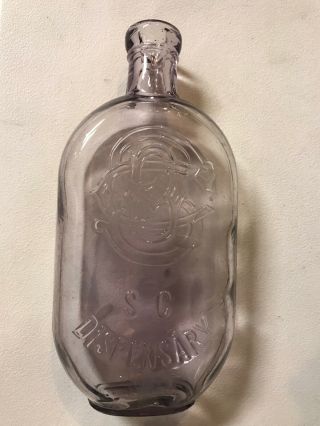 Antique South Carolina Sc Monogram Pint Dispensary Bottle Purple Tint S.  C.
