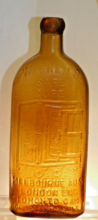 Antique Mega Rare Golden Amber Twin Tone Warners Safe Cure 4 Cities Old Bottle