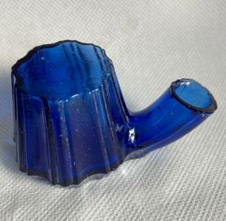 Antique Victorian Cobalt Blue Teakettle Inkwell Ink Bottle Hand - Blown Glass