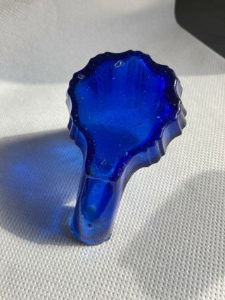 Antique Victorian Cobalt Blue Teakettle Inkwell Ink Bottle hand - blown Glass 2
