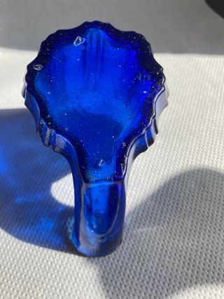 Antique Victorian Cobalt Blue Teakettle Inkwell Ink Bottle hand - blown Glass 3